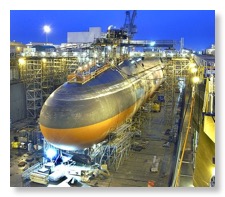 Ohio Class submarine in drydock